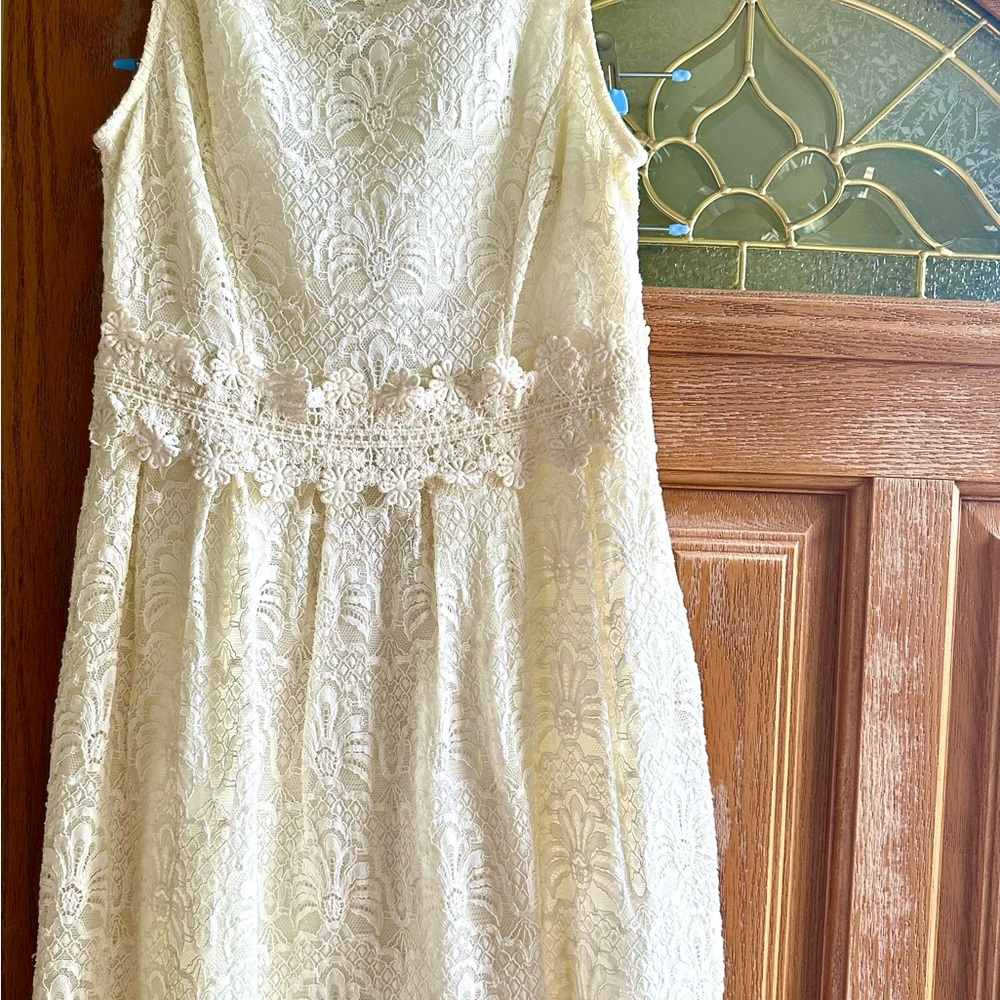 Elegant Cream Lace Kids Dress